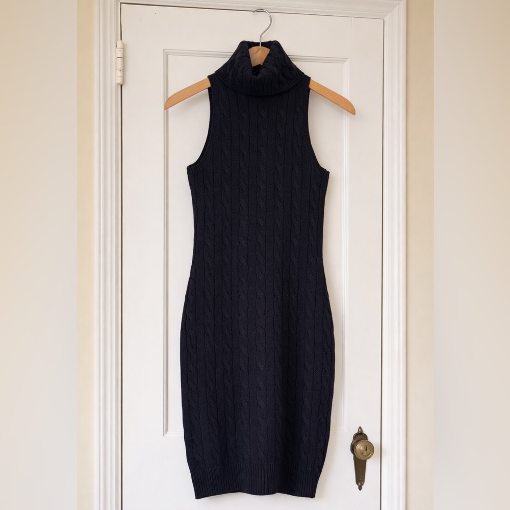 HP! ✨ Ralph Lauren Cable Knit Turtleneck Dress – Size L (Fits like a XS)